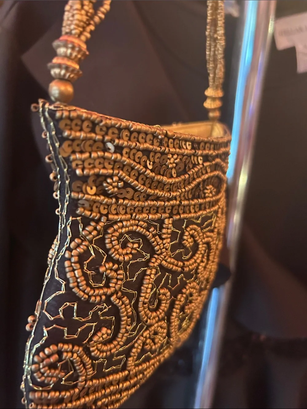 Beaded Evening Handbag - Black & Gold